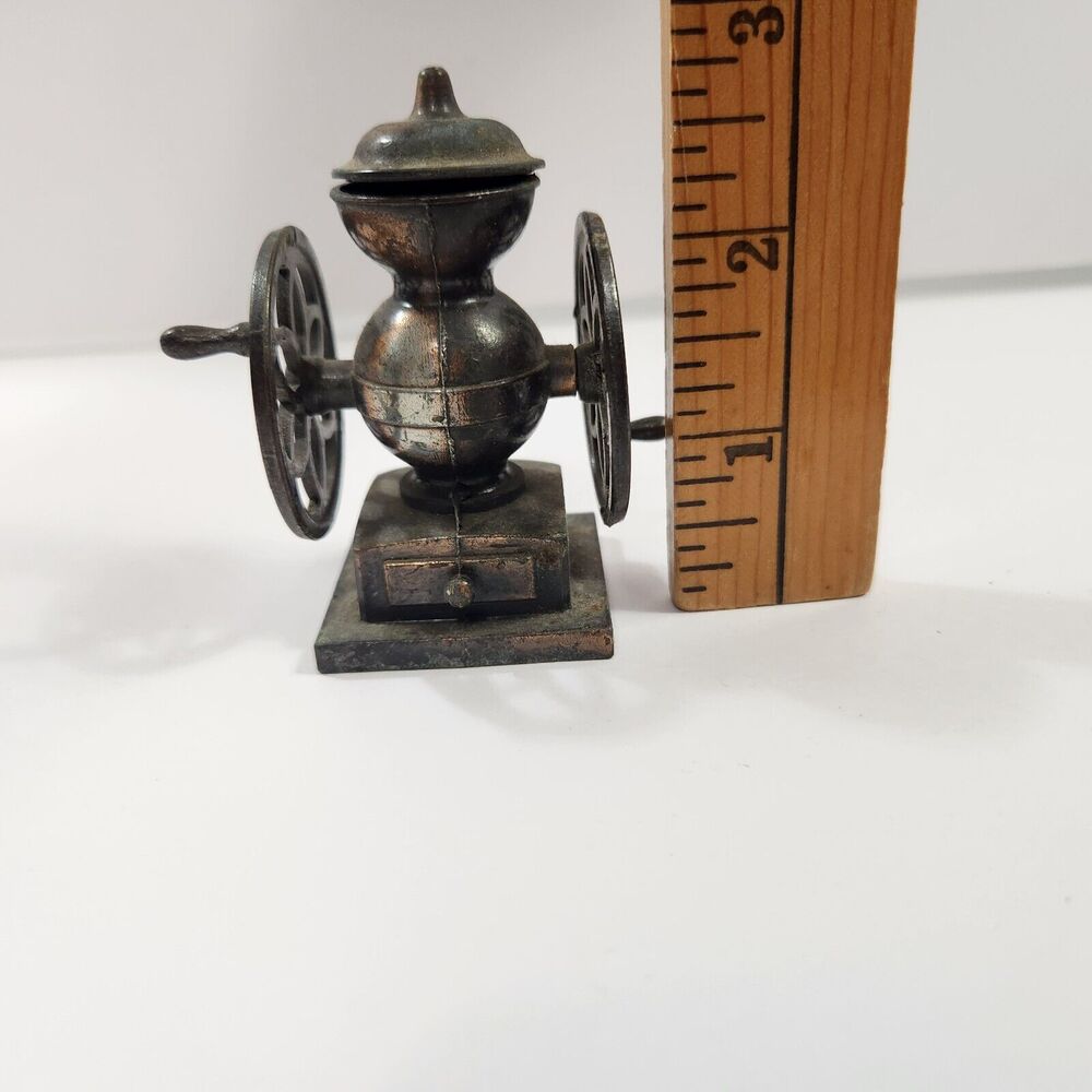 Antique Coffee Grinder Bronze Metal Diecast Pencil Sharpener - Picture 11 of 12
